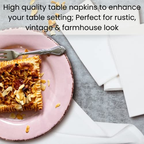 Linen Hub 12 Pack 100% Combed Cotton Cloth Dinner Napkins 17X17 Ultra Soft Absorbent Restaurant Hotel Quality, Cocktail Napkins, Christmas Dinner Napkins, Washable Cloth Napkins White #TOP4