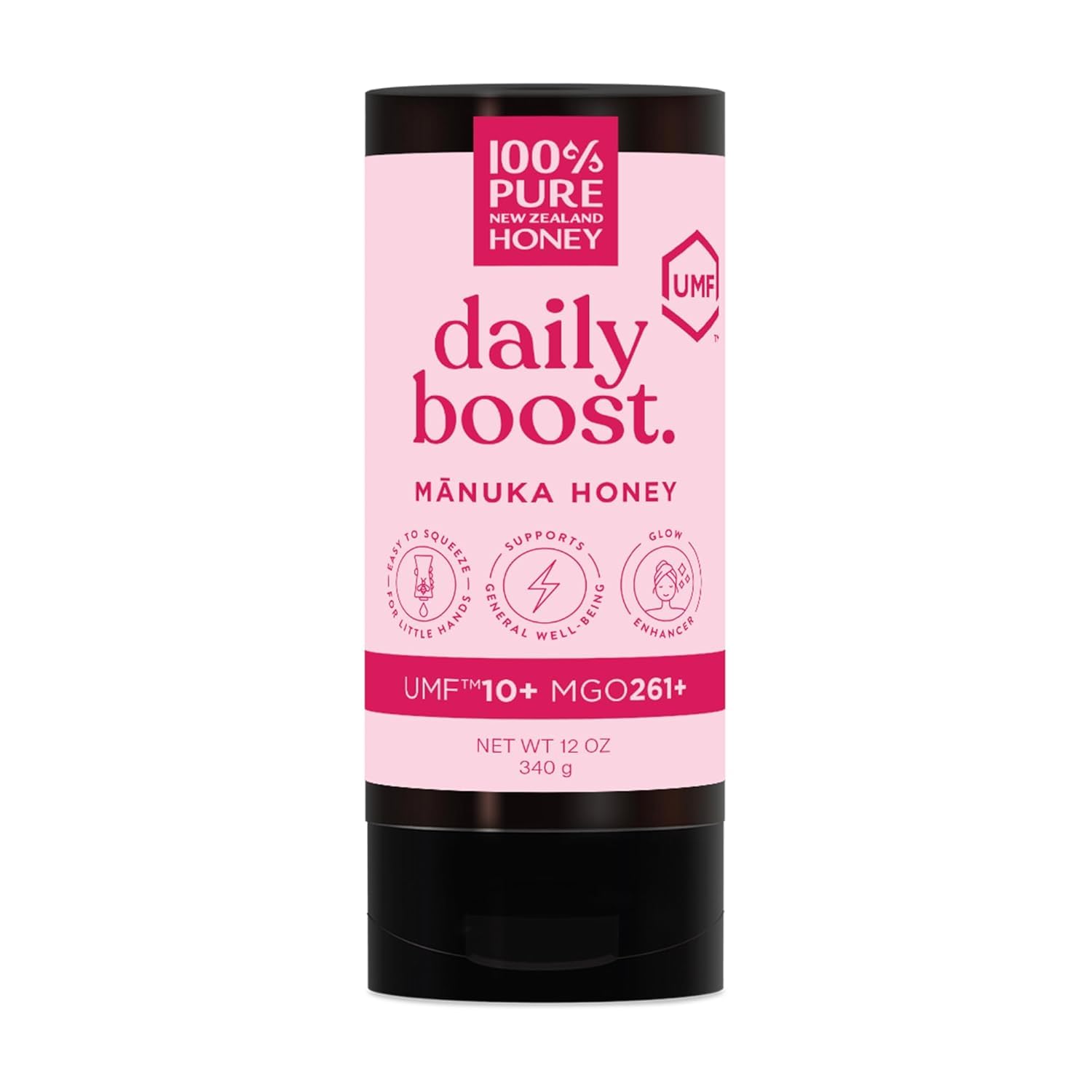 Manuka Honey New Zealand 100% Pure UMF 10+ MGO 261+ Squeezy Honey Raw & Unfiltered Certified Award Winning Silky Smooth Taste & Texture 12 Oz