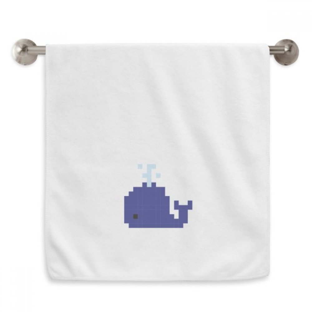 Serviette bleu whale pixel blanc essuie-main de douche 13x29 pouces