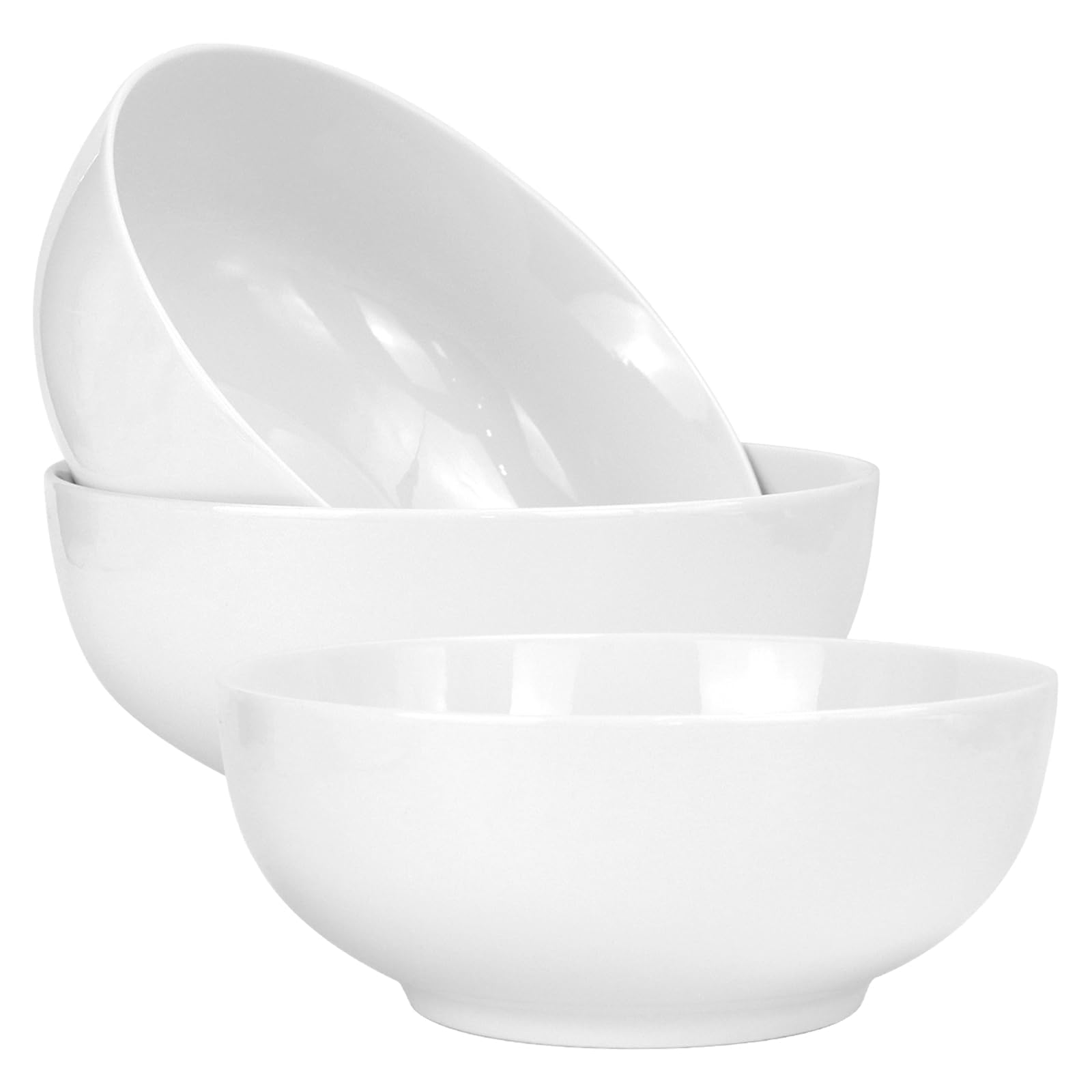 Lot de 3 Saladiers en Porcelaine Blanche 1600 ml, Ø 20 cm