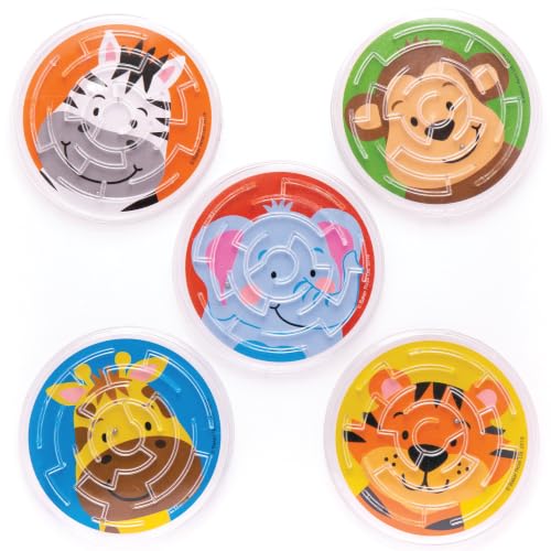 Baker Ross AW760 Jungle Chums Labyrinthspiele mit Dschungelfreunden (6 Stück) Labyrinthspiel mit Kugel perfekt für Kinder-Geschenktüten Halloween-Partygeschenke Pinata-Füllung oder Geburtstagsgeschenke