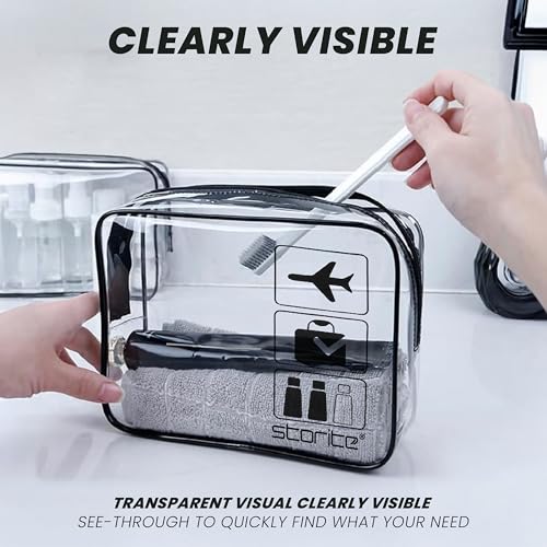 Image of Storite Set of 3 Transparent Cosmetic & Toiletry Travel Organizer Set | Clear PVC Design For Quick Visibility And Easy Access To Cosmetics Toiletries Shaving Kits Makeup And Accessories