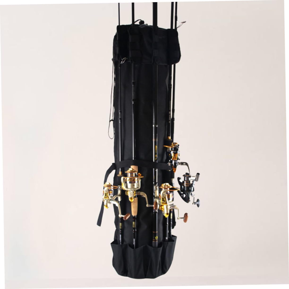 Cylindrical Fishing Rod Bag Multifunctional Organizer Travel Case Shoulder Strap Large Capacity for Fishing Supplies