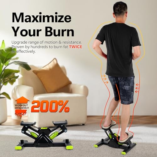 Image of Leikefitness Steppers for Exercise Mini Stair Stepper, Cardio Workout Equipment, Twist Stair Stepper with Resistance Bands Up-Down Motion for Full Body Workout Exercise Equipment for Home