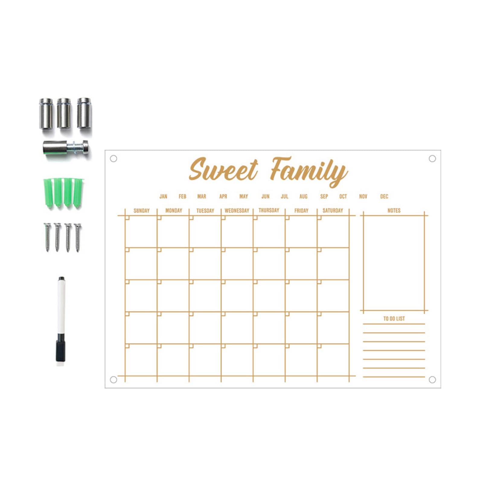 Acryl-Kühlschrankkalender, transparenter Kühlschrankkalender, Wochenplaner, Whiteboard aus Acryl