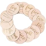 12pcs Wooden Baby Monthly Milestone Cards,Wooden Monthly Milestone Photo Cards, Baby Announcement...