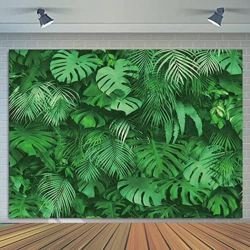 Green Tropical Palm Leaves Backdrop Jungle Safari Plants Photo Background for Hawaiian Luau Party Decor Banner Picture Photography Vinyl 7x5ft Birthday Baby Shower Wedding Party Supplies