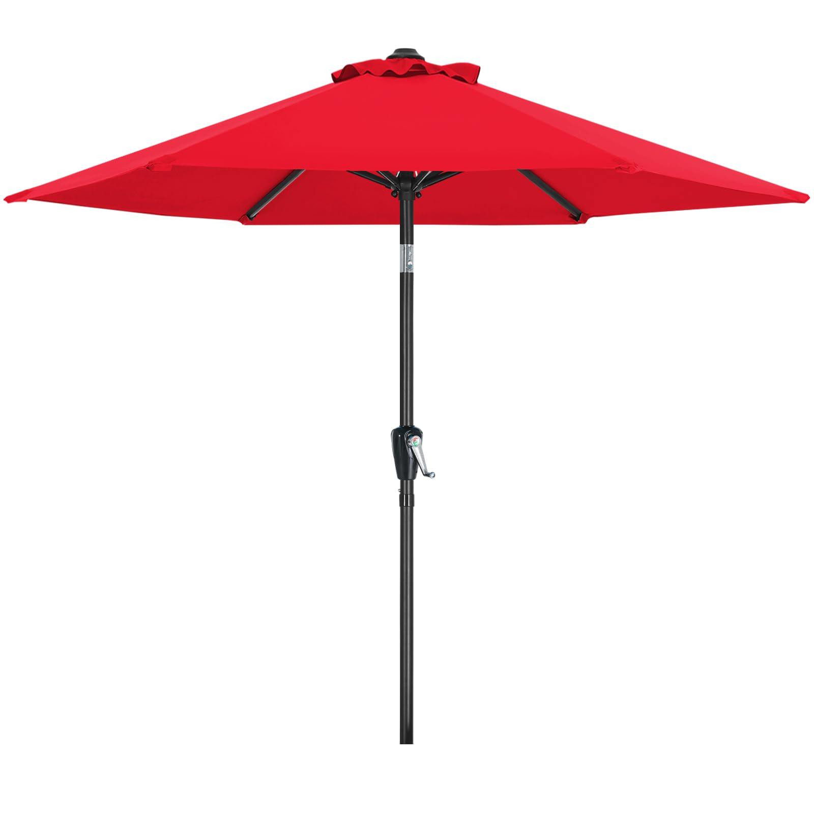 MasterCanopy 230 cm Sonnenschirm neigungsverstellbar, mit 6 Rippen und Kurbel, für Patio, Garten, Terrasse, Markt, Rot