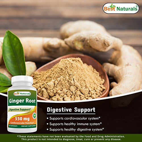 Best Naturals Ginger Root Capsules Supplement For Nausea And Motion Sickness, 550 Mg, 120 Count #TOP2