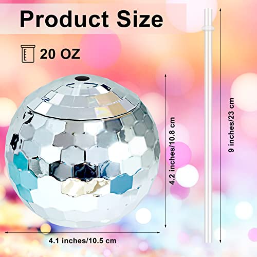 Breroa 6 Pieces Disco Ball Cup With Lid And Straw 20 Ounce Disco Party Cups 1970S Mirror Disco Cocktail Cups Sparkly Glitter Disco Flash Ball Drink Tumbler For Disco Bar Party Supplies, Silver #TOP1