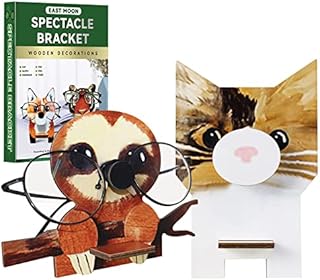 NA TAIZER 2PCS Wooden Glasses Holder Eyeglasses Stand Funny Glasses Holder Wooden Hand Carved Glasses Stand Animal Shape Pets Spectacle Holder Sunglasses Display Rack Gifts Home Office Desk Decor