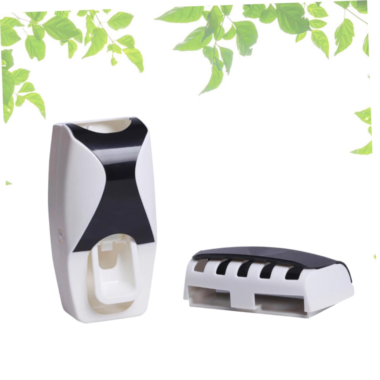 Ciieeo Toothbrush Holder Dispenser Black Wall-Mounted Automatic Toothpaste Dispenser Family Squeezer
