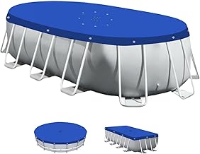 Linxor - 4 Seasons Reversible Protective Cover for Above-Ground Swimming Pool - 150 GSM - Blue and Grey - Various Shapes and Sizes