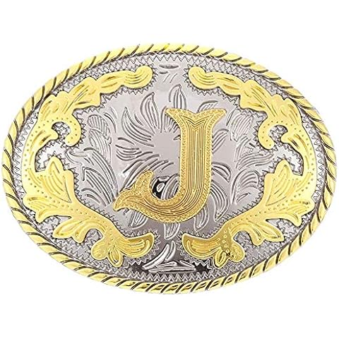 STARBRILLIANT Luxury Retro English Letter A-Z Vintage Retro Celtic Knot Belt Buckle for Men Simple Cowboy Belt Buckle (J) Cover