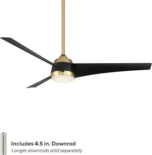 Miniatura 2 de WAC Smart Fans Sonoma - Ventilador de techo de 3 aspas para interiores y exteriores, 56 pulgadas, latón suave, negro mate, con kit de luz LED de