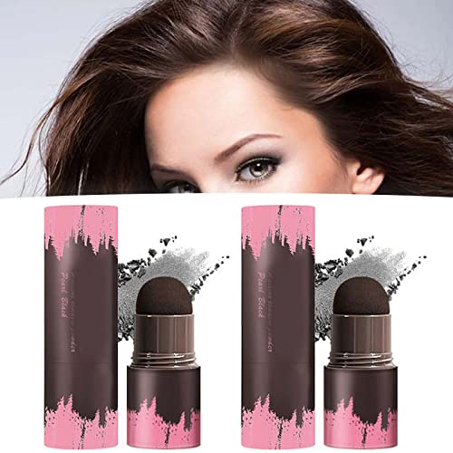 QEWI Hairline Shadow Powder Stick, 2Pcs Hair Shading Sponge Pen, Hairline Powder Stick, Waterproof Hair Root Concealer for Thinning Hair Root Quick Cover Hair Root (Pearl Black)