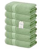 Avalon Towels Luxury Hand Towels (Pack of 6) Size 16x26 Inches - Premium Cotton, Soft and Highly Absorbent Hand Towels for Bathroom, 600 GSM Face Towels, Hotel & Spa Quality, Quick Dry (Sage Green)