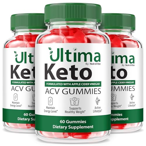 (3 Pack) Ultima Keto ACV Gummies – Ultimate Apple Cider Vinegar & Electrolytes-Inspired Gummy with Premium Support for The Skin, Hydration & Body Goals | Delicious, Easy-to-Chew (180 Gummies)