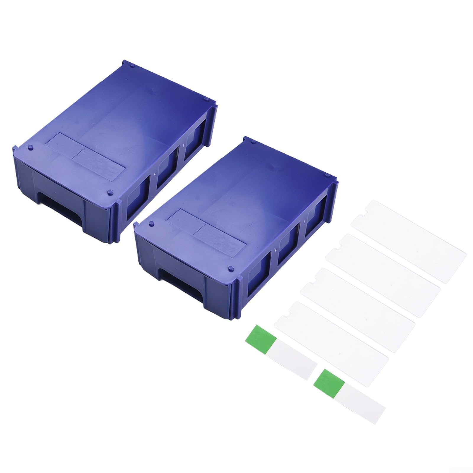 Caja De Almacenamiento Apilable De Plástico Para Tornillos, Componentes, Herramientas, Caja De Herramientas Organizadora De Piezas De Cajón Transparente (2 Unidades), Color Azul