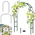 Fecita Thickened Rustproof Garden Arch Metal Trellis for Climbing Plants Outdoor, Wedding Arch Garden Arbor Frame Archway 4.9 x8.1 or 7.9 x6.7Ft Flower Arches for Bridal Party Decoration (Green)