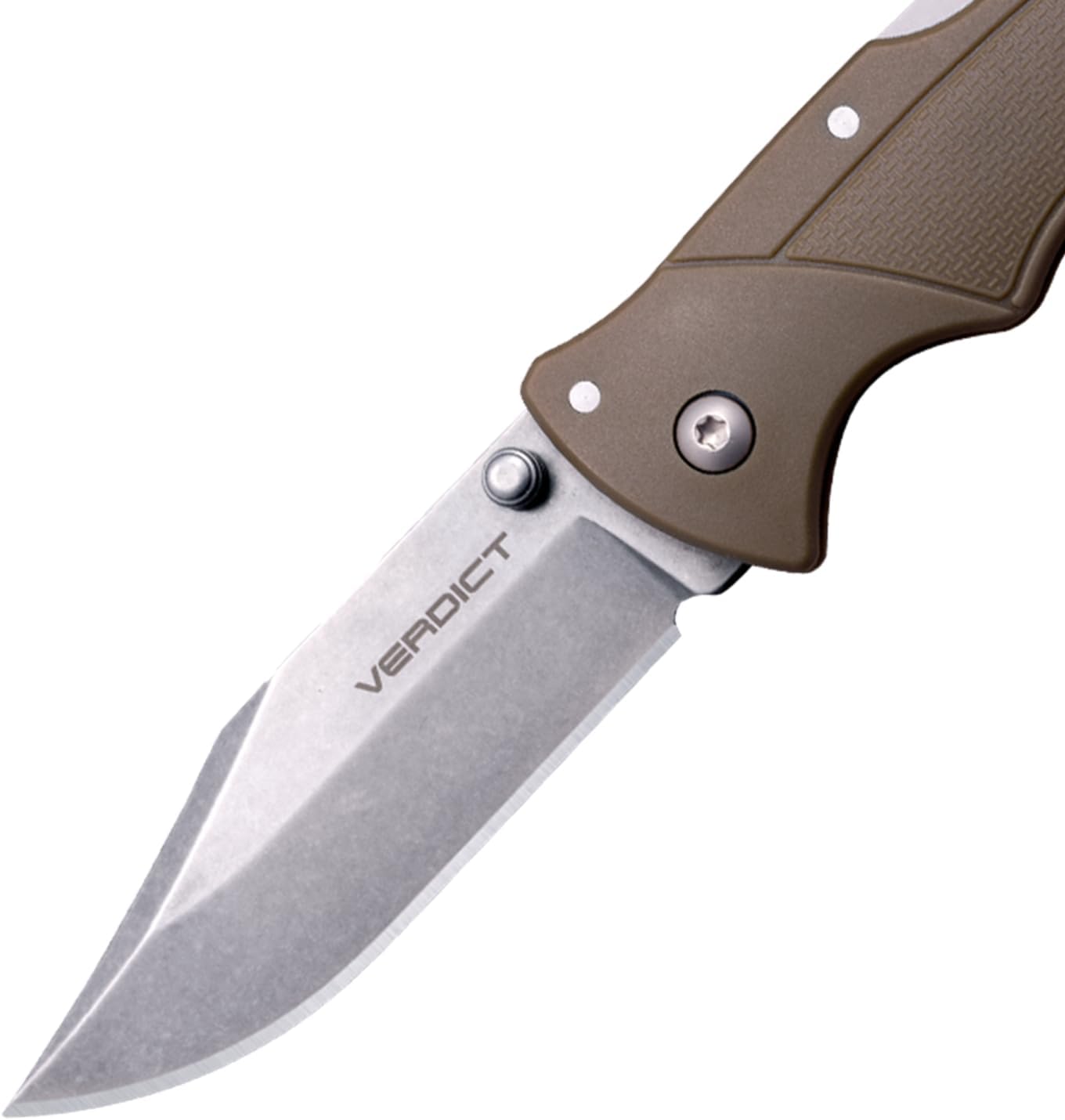 Cold Steel Verdict 3" 4116SS Clip Point Blade 4.25" GFN Flat Dark Earth Handle Everyday Carry Tactical Folding Knife, Blister Pack