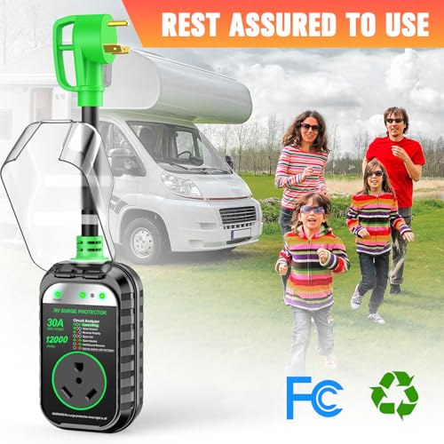 Image of GEARGO RV Surge Protectors 30 Amp RV Circuit Analyzer, [𝟐𝟎𝟐𝟔 𝐍𝐞𝐰 𝐔𝐩𝐠𝐫𝐚𝐝𝐞𝐝 & 𝐆𝐞𝐧𝟐] Full Protection, RV Adapter Plug for Camper(Green)