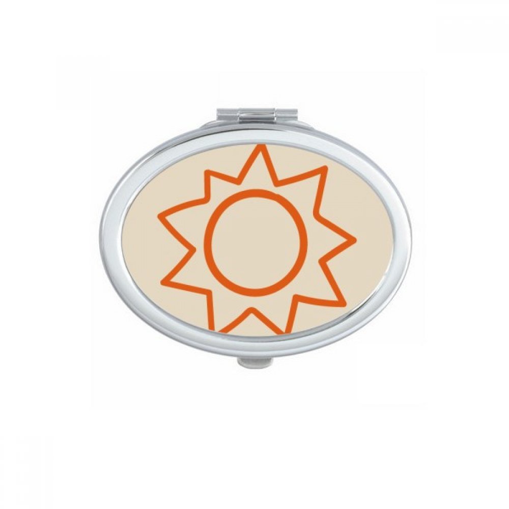 Miroir de Maquillage Compact Ovale Soleil Orange à la Main Petit Miroir de Poche