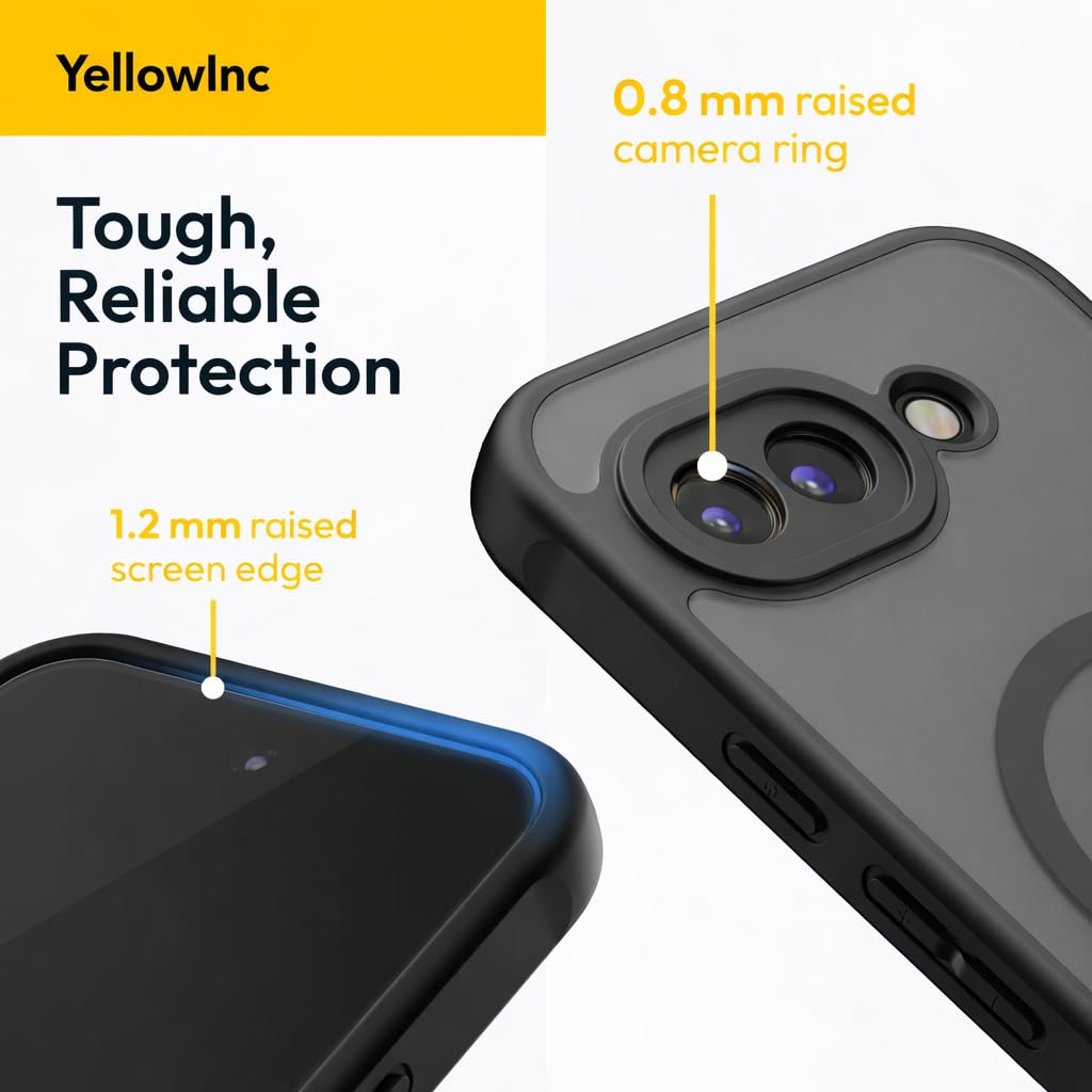 Frosted Matte Case Cover for Pixel 10A, 2600 Gauss Magnetic Ring, Military Grade Shockproof (Translucent Black with MagSafe, Pixel 10a) — Amazon image 3
