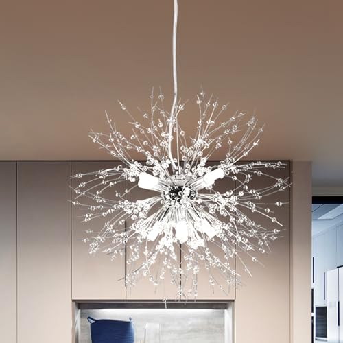 Qamra Kronleuchter, 8 Lichter Modern, Silber Kristall Pendelleuchte,...