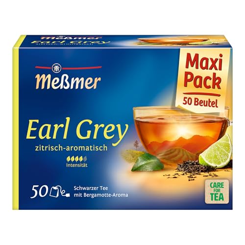 Meßmer Earl Grey | Feiner Schwarztee mit Bergamotte-Aroma | 50 Teebeutel | Harmonisch abgestimmt