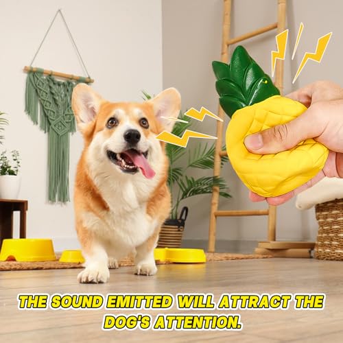 TZQFROCE Ananas Hundekauspielzeug Kauspielzeug Hund Unzerstörbares Hundespielzeug Interaktives Hundespielzeug Gummi Spielzeug Hund Ananas Dog Toys Hunde Quietschspielzeug Für Drinnen Und Draußen