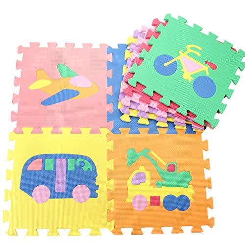 Preisvergleich Produktbild MUSOLEI Soft Jigsaw EVA Schaum Spielmatte Puzzle für Kleinkinder, Reichweite sicherheitsgeprüft, ungiftig, geruchlos, 9 Stück / Beutel, jedes Stück = 12"x 12" Dicke 3 / 8"Helle Farbe