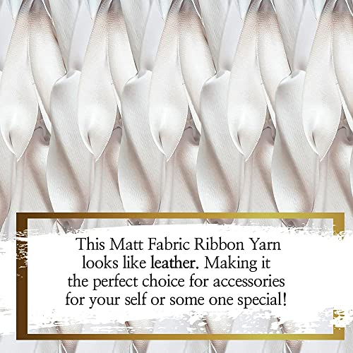 Lapace Matt Fabric Ribbon Tape Yarn, Leather-Look Matte Texture, 60 Yards Per 1-Ball, Suitable For Fancy Crochet, Knitting And Crafting Diy (White) #TOP4