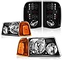 DWVO Headlights Tail Lights Assembly Compatible with 2001 2002 2003 2004 2005 Ford Ranger Black Housing Replacement Headlights + Smoke Lens Taillights Combo