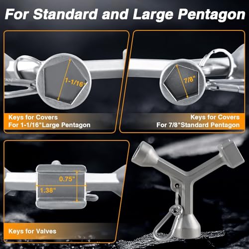 Image of EVRBUL Meter Curb Box Key Wrench for Meter Pit Cover with Pentagon Nut Water Meter Valve Shut Off Tool Meter Box Covers Key Meter Pit Lids Key for Standard and Large Pentagon Bolts