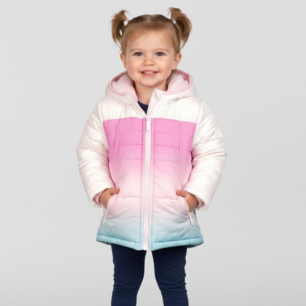 Hunter Clothes Girls – Plush Lined Puffer Winter Jacket with Hood, Warm Lightweight Coat for Baby & Big Girls (12M–12)