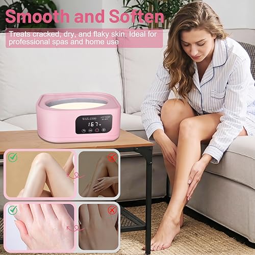 Image of Yofuly Hand Wax Paraffin Machine for Arthritis, 3500ml Electric Digital Screen Paraffin Wax Warmer for Hands and Feet Treatment, Home Spa Paraffin Hot Wax Bath Moisturizing Kit with Timer, Pink