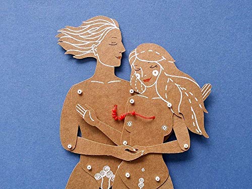 Lovers articulated paper dolls, hand painted couple paper puppets with movable parts, Valentine's and anniversary gift