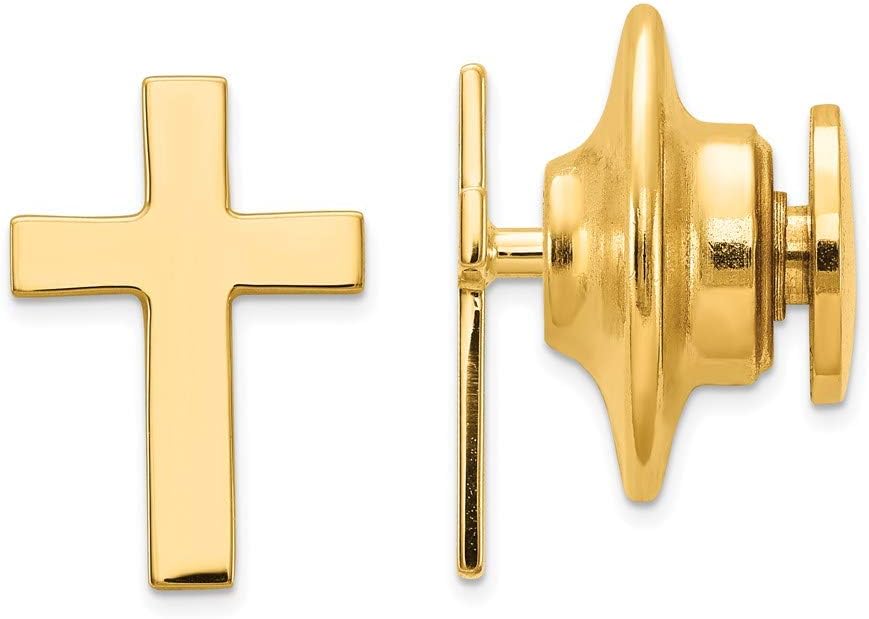 14k Yellow Gold Solid Polished Cross Tie Tac Charm Pendant
