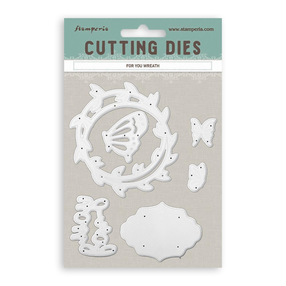 Stamperia - Cutting Dies for Scrapbooking, Albums, Cards, Bullet Journals, and More, Create Decorations with Natural Elements, Perfect for Crafts and Gifting (A6) (All Around - for Your Wreath)