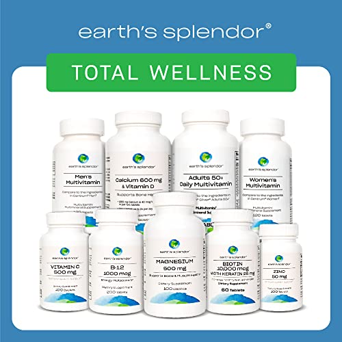 Earth's Splendor Women's Multivitamin, Overall Wellness Support, Multimineral Supplements, Helps Support Metabolism, Vitamin B12, Vitamin A, C, D, E, K, B6, Biotin (120 Immune Support Tablets) #TOP4