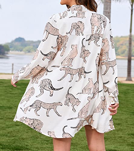 CUPSHE Dress Button Down Shirt Dress Long Sleeve Blouse Top Leopard Print2