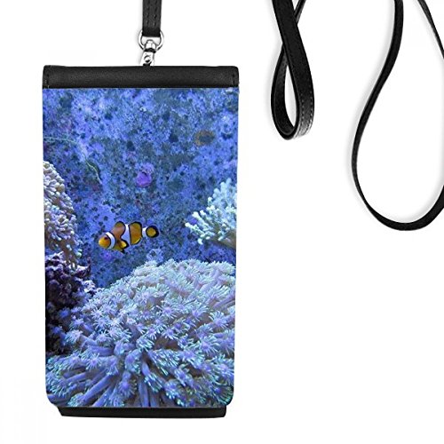 Porte-monnaie téléphone clownfish sac suspendu cuir noir