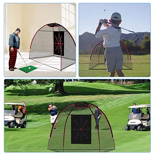 Golf Practice Net, 10X7Ft Golf Hitting Net Heavy Duty, Portable Golfing Ball Netting Cages With Frame And Target, Golf Net For Driving Chipping Backyard Indoor Outdoor Training #TOP5