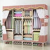 GHKJ Non-Woven Wardrobe Organizer, Portable Cloth Wardrobe, Four Hanging Areas and Six Stacking Areas, Saving A Lot of Space, Suitable for Bedrooms,Star Style