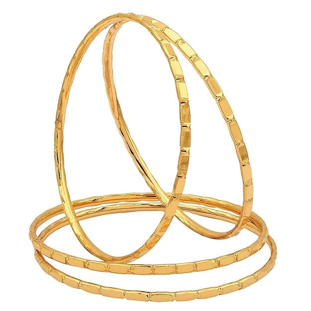 Image of CUTE GOLD 1 Gram Gold Plated Copper Traditional Plain Bangle Set for Women & Girls