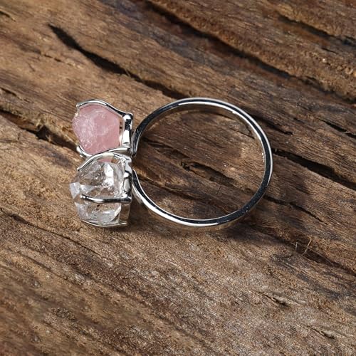 Bague tourmaline et quartz herkimer bague antique en argent sterling pour un look bohème chic
