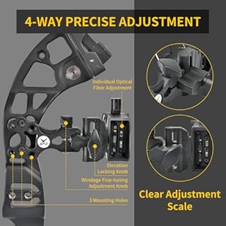 SOPOGER 5 Pin Bow Sight for Compound Bow .019” Fiber Optics Archery Recurve Bow Sight with Knobs Windage & Elevation Adjustable Archery Sights Right Handed for Hunting Competition Practice