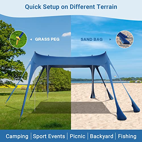 Aomedeelf Beach Tent, Beach Tent Sun Shelter Upf50+ With 8 Sandbags, Beach Canopy Tent Sun Shade With 4 Poles, Beach Tent Pop Up Shade For Camping Trips, Fishing, Backyard Fun Or Picnics(10×10Ft) #TOP1