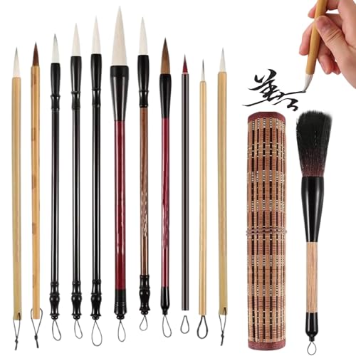Mimoqk Kinesiskt kalligrafiborstset, traditionell konstborste, professionella vattenskrivpennor för kinesisk konst och målning, flexibla borstar för fin kalligrafi och bläck, konstnärsmaterial